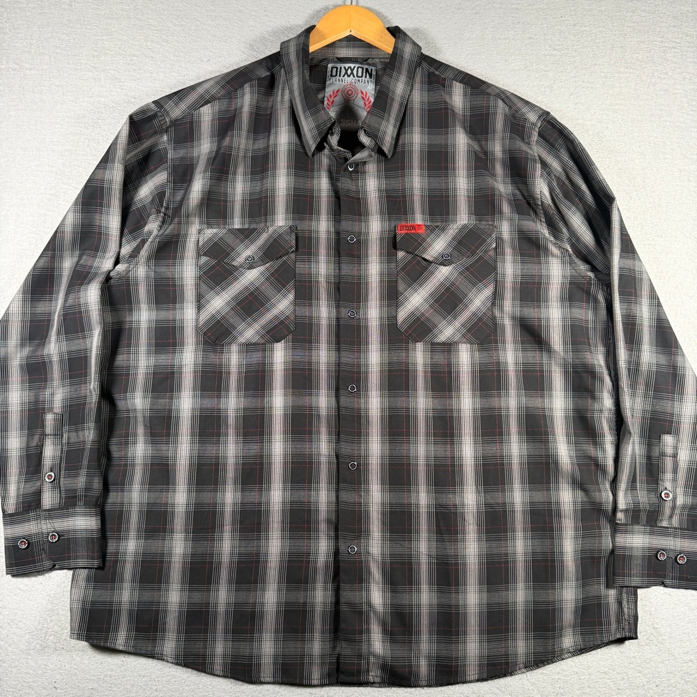 Dixxon Flannel Company The Crosshair Bamboo Blend Plaid Shirt Mens 4X Black Grey